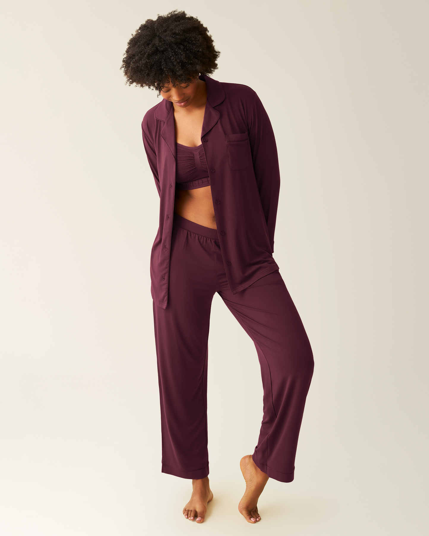 Clea Bamboo Long Sleeve Pajama Set | Deep Burgundy