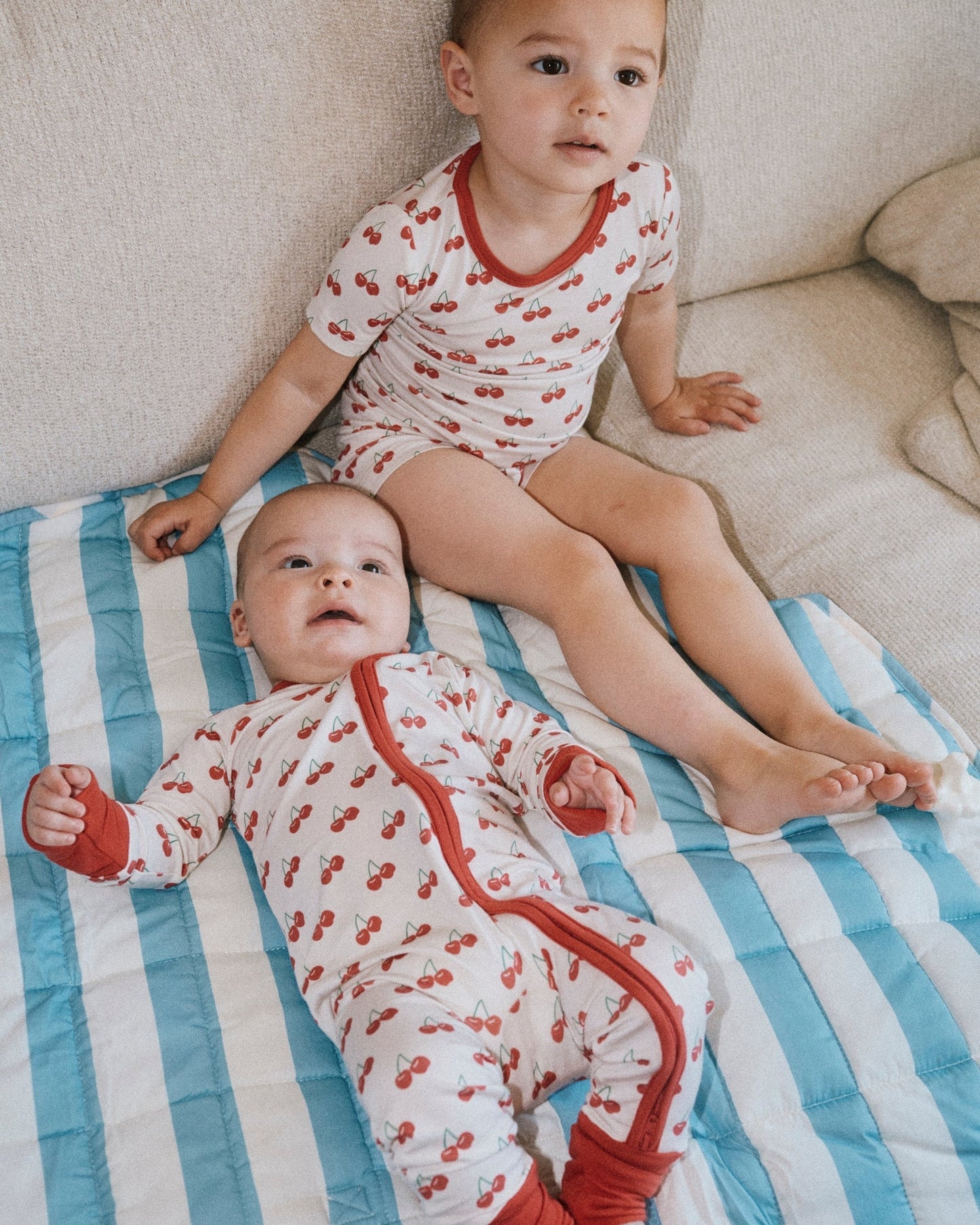 Bamboo Short Sleeve & Shorts Set | Ivory Cherries