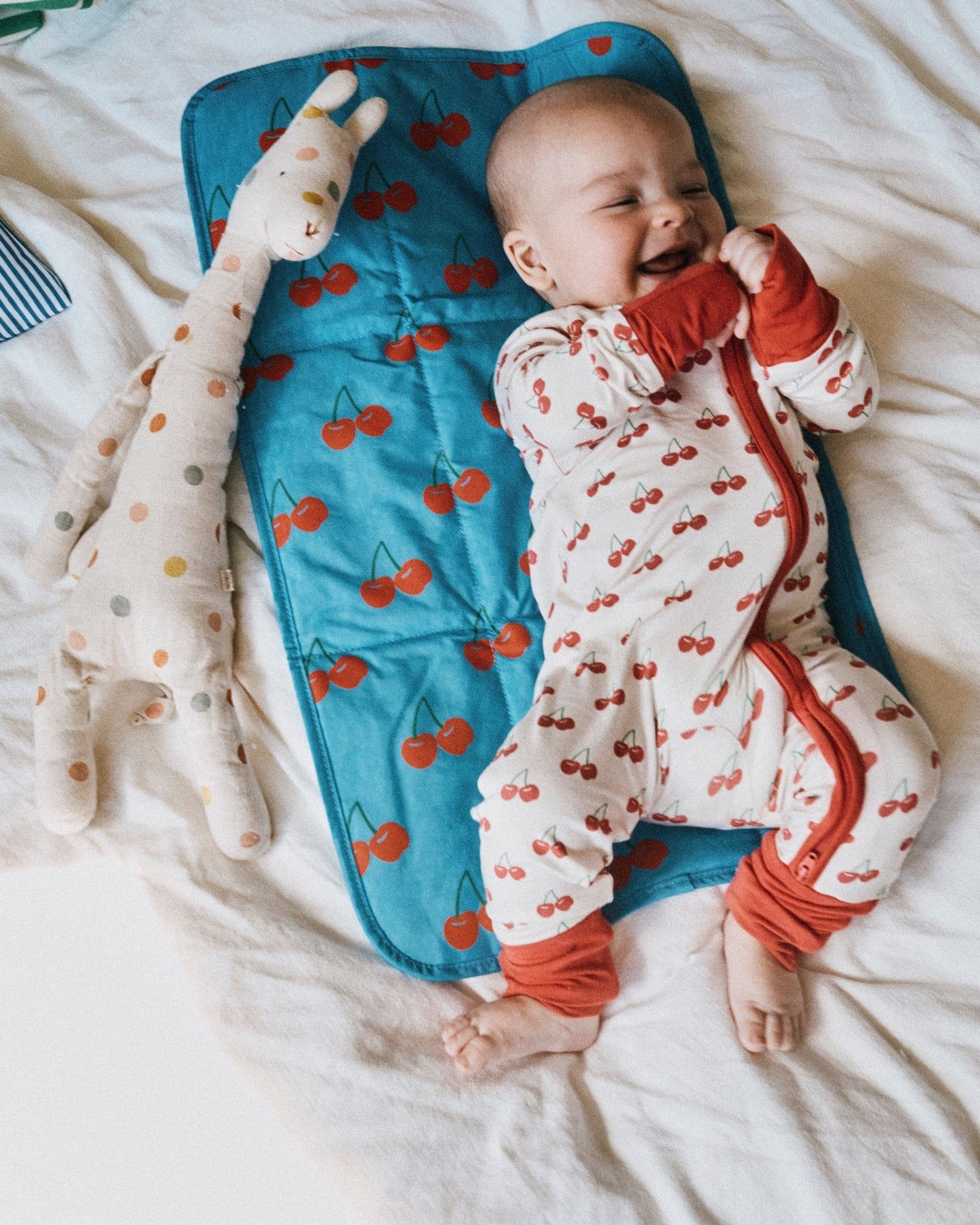 Bamboo Baby Pajama | Ivory Cherries