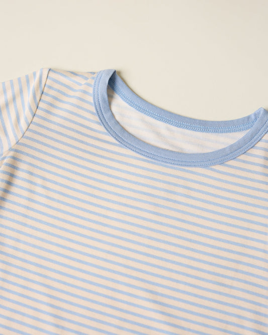 Bamboo Short Sleeve & Shorts Set | Blue Candy Stripe