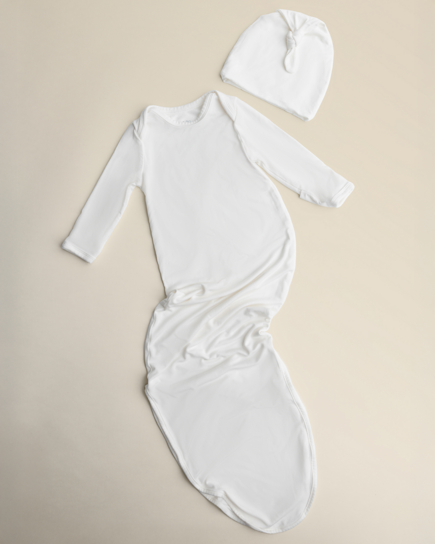 Bamboo Knotted Baby Gown & Hat | Pearl