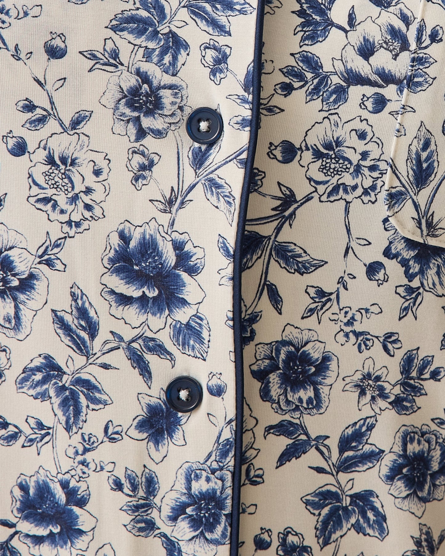 Clea Bamboo Short Sleeve Pajama Set | Navy Toile