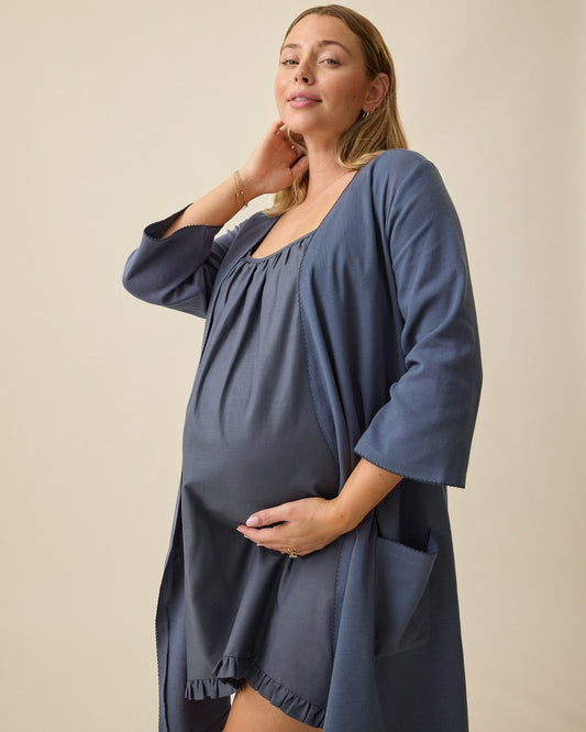 Cotton Bamboo Robe | Midnight Blue