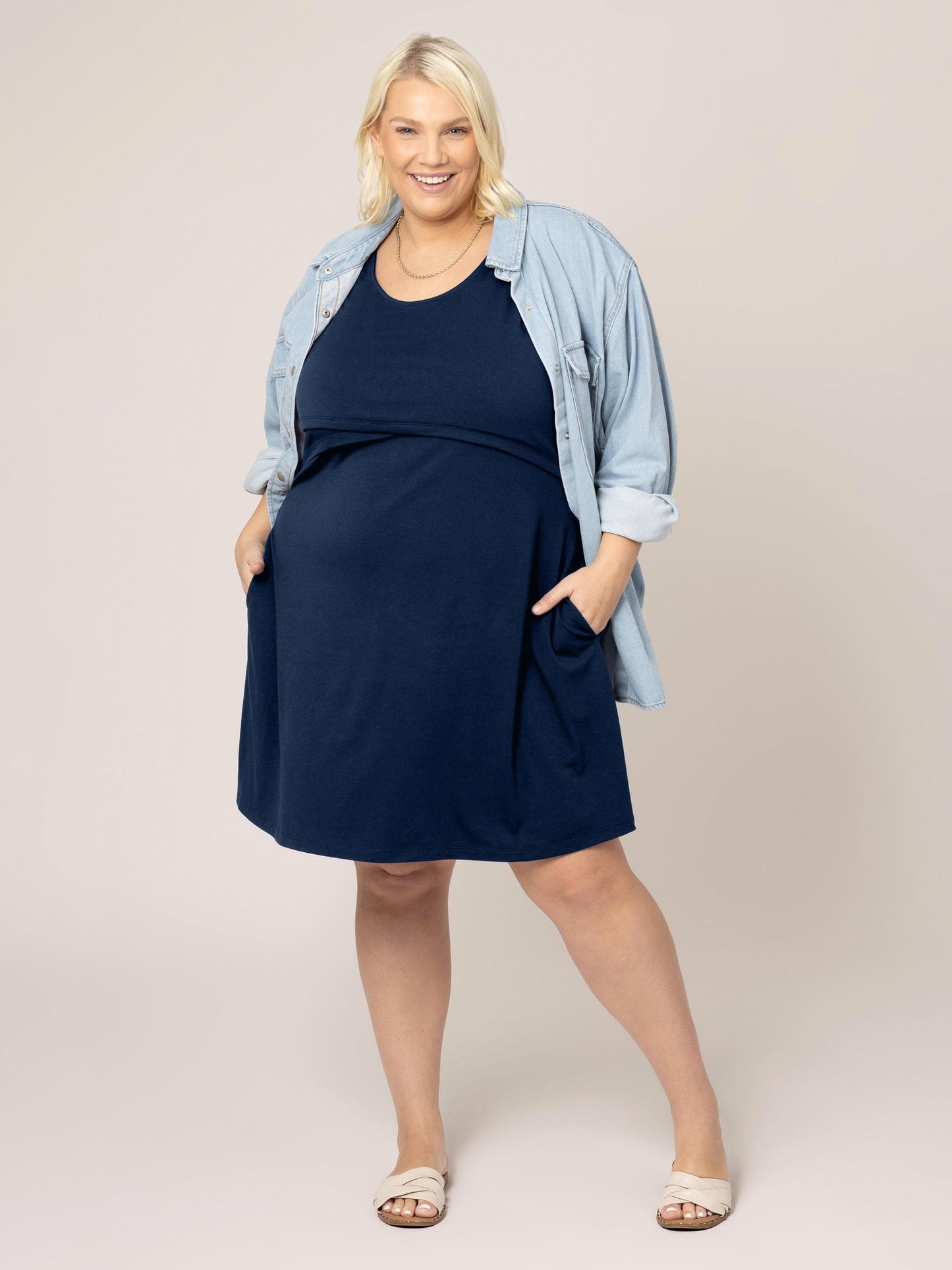Penelope Crossover Nursing Dress | Navy