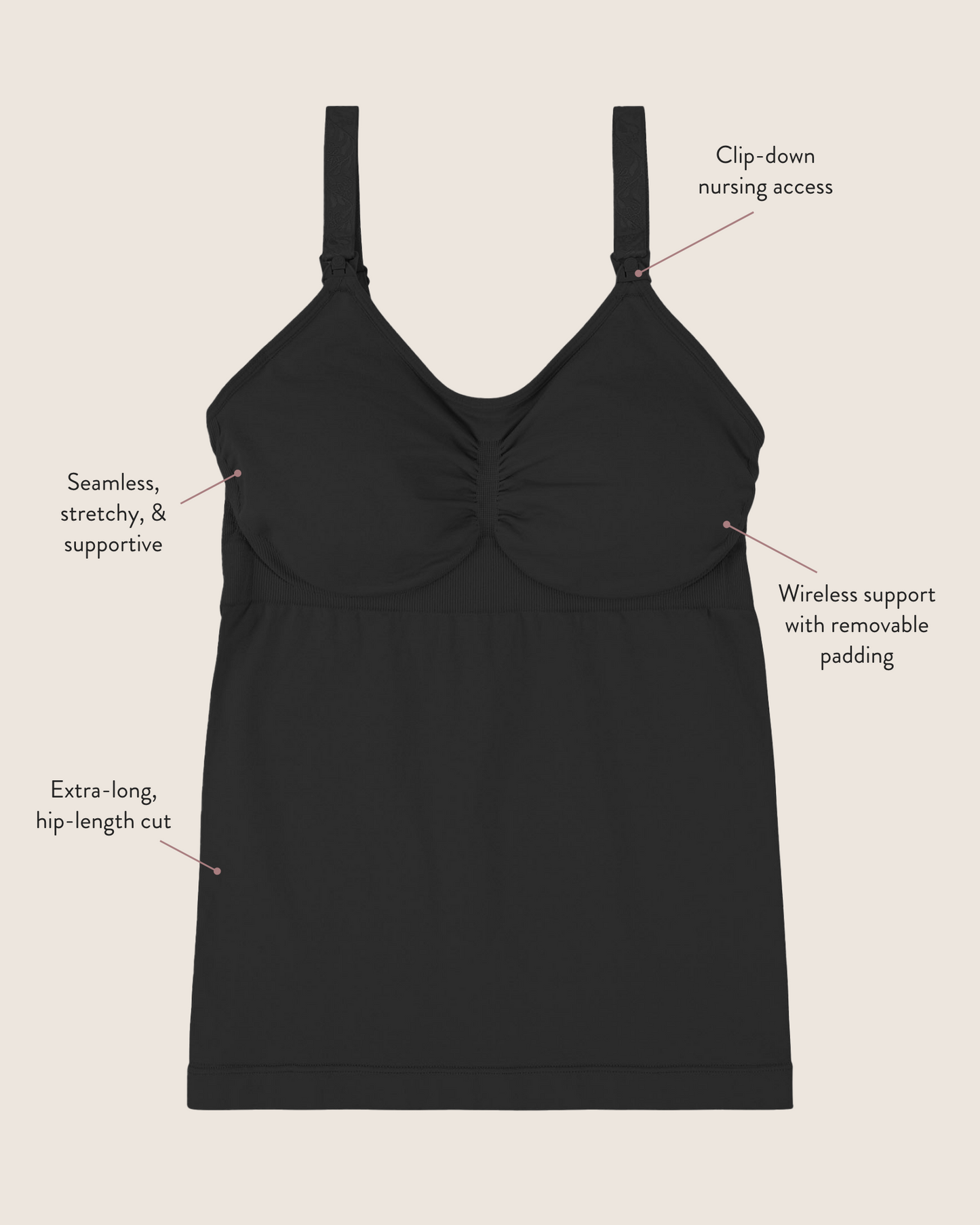 Sublime® Seamless Support Maternity & Nursing Cami | Black