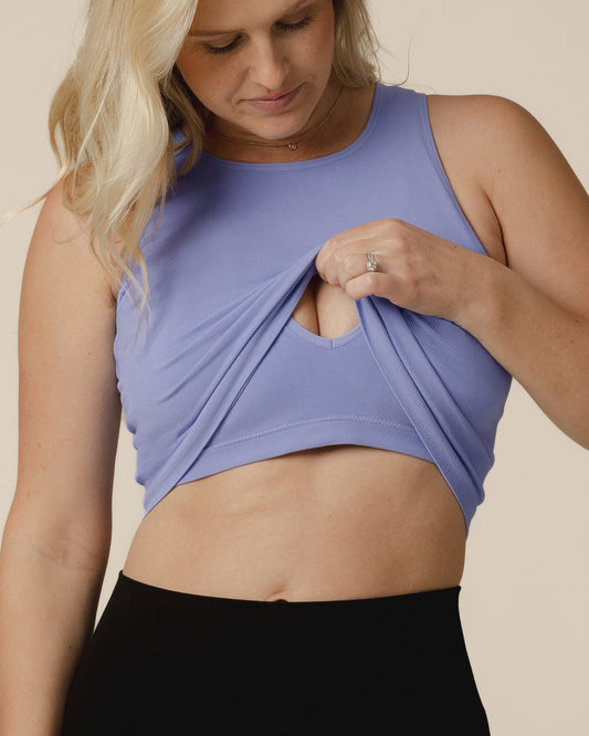 Sublime® Bamboo Maternity & Nursing Longline Bra Top | Blue Wisteria