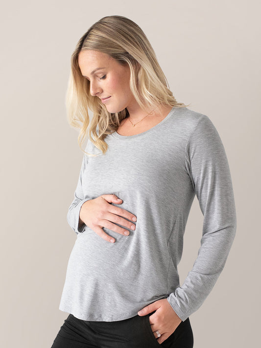 Bamboo Nursing Long Sleeve T-shirt Two-Pack | Wheat & Grey Heather