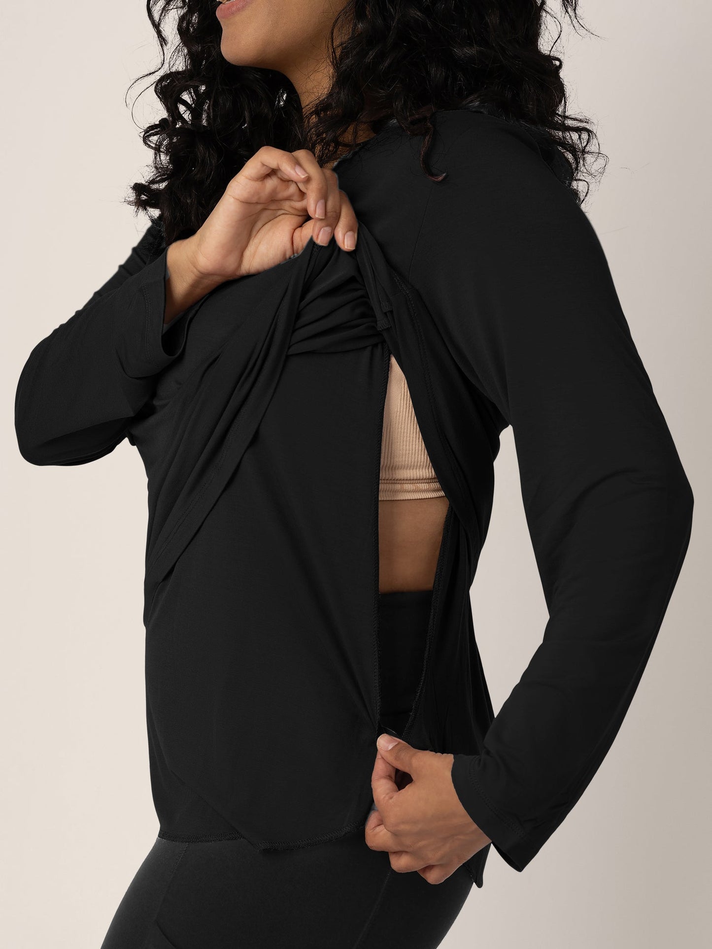 Bamboo Nursing Long Sleeve T-shirt Two-Pack | Black & Grey Heather