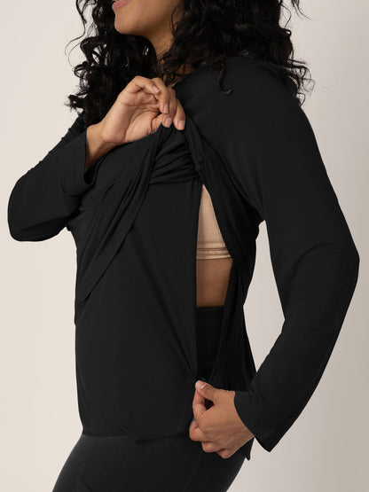 Bamboo Nursing Long Sleeve T-shirt Two-Pack | Black & Grey Heather