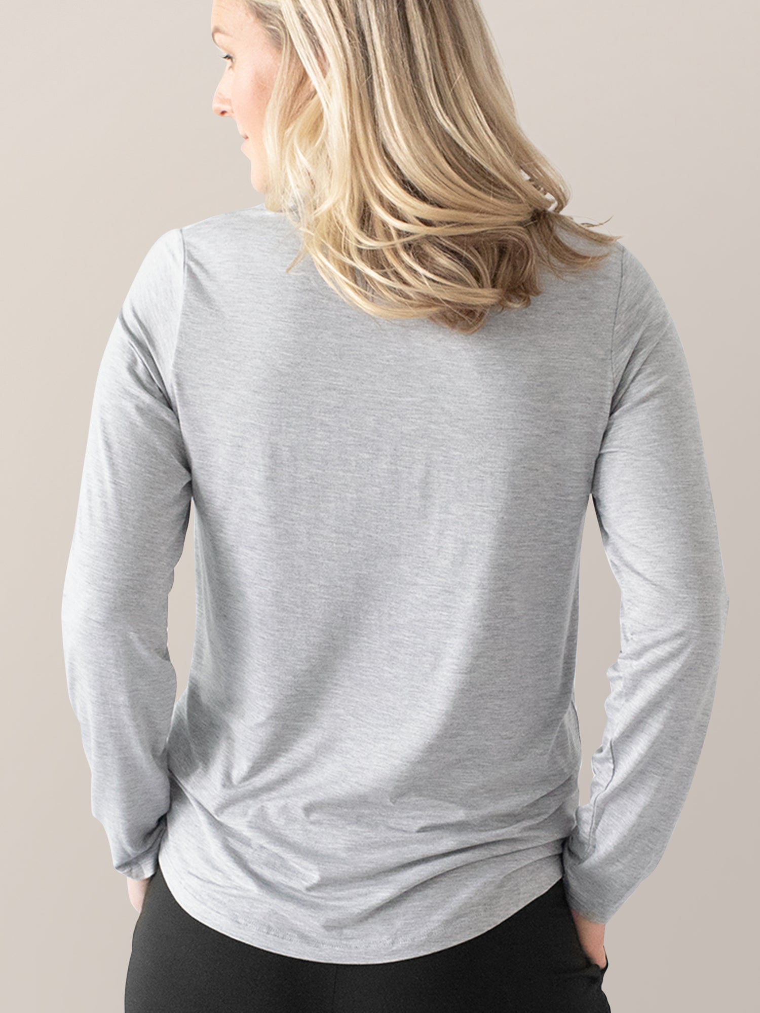 Bamboo Nursing Long Sleeve T-shirt Two-Pack | Black & Grey Heather