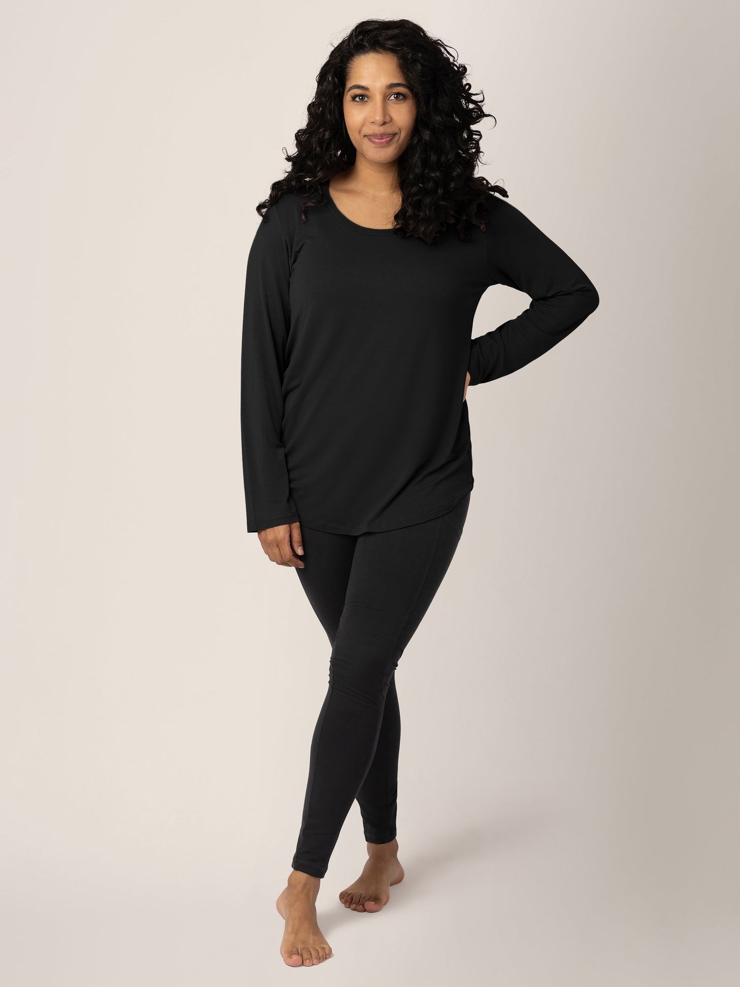 Bamboo Nursing Long Sleeve T-shirt Two-Pack | Black & Grey Heather