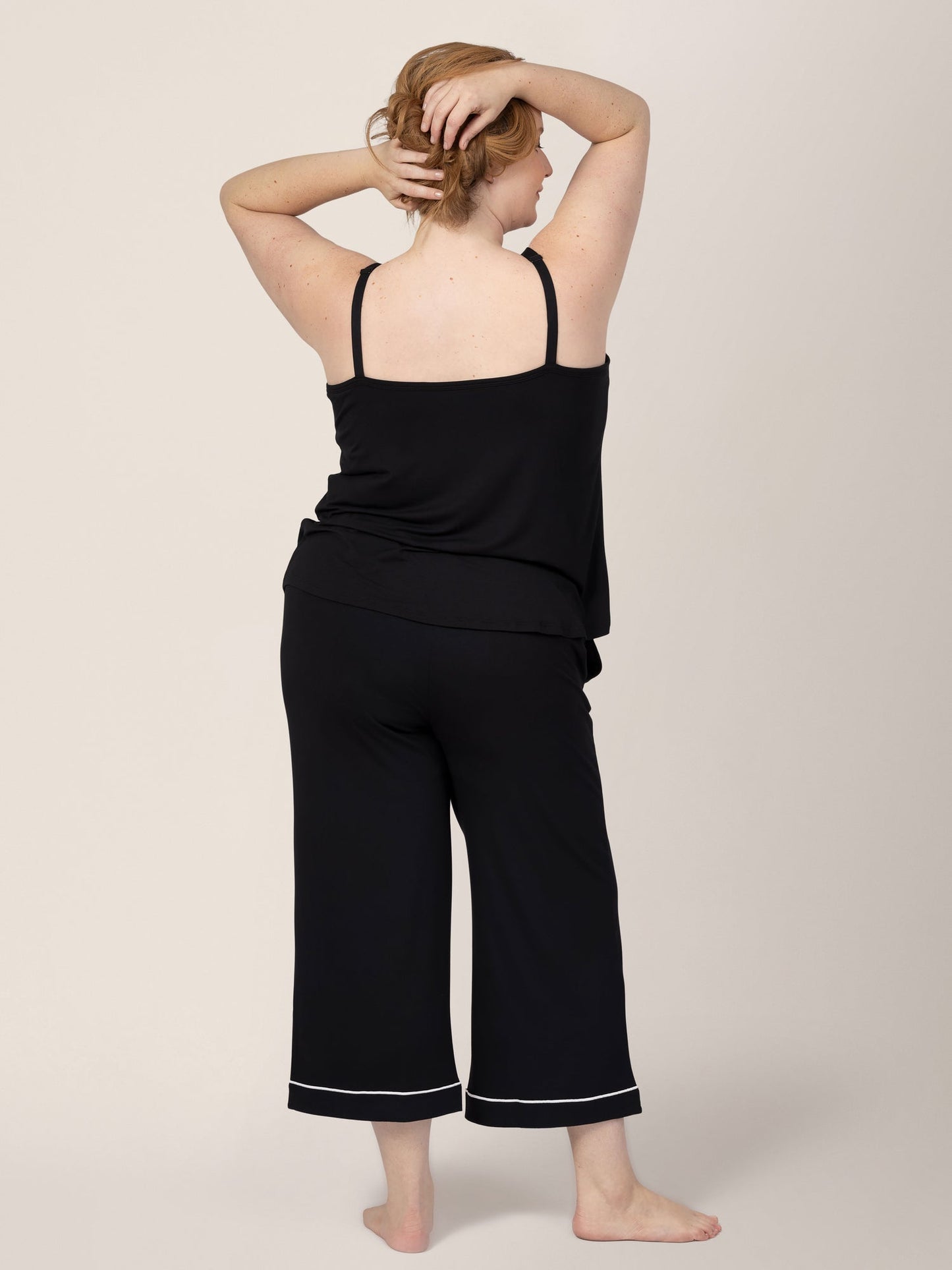 Clea Bamboo Nursing Tank & Capri Pajama Set | Black