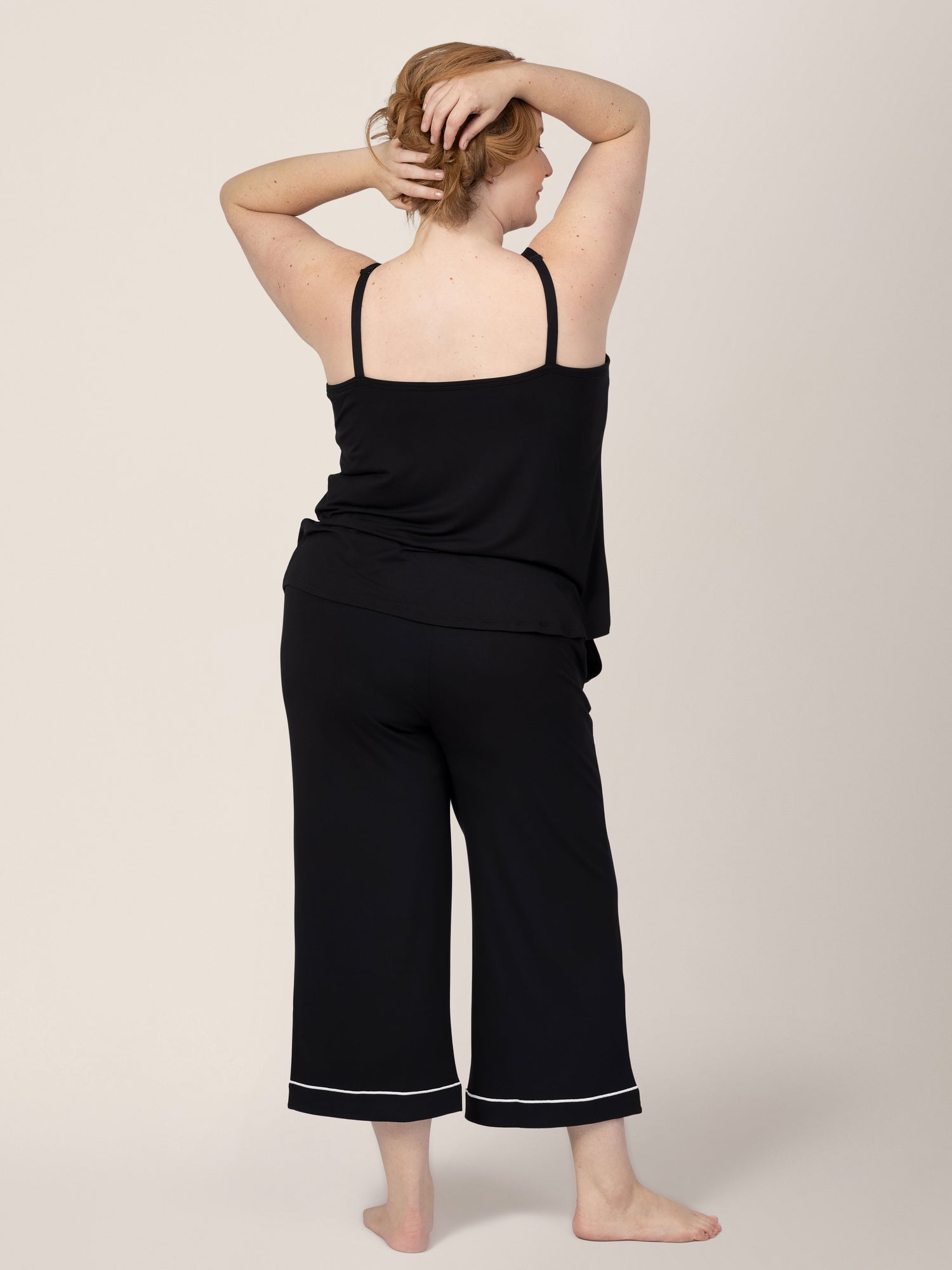 Clea Bamboo Nursing Tank & Capri Pajama Set | Black