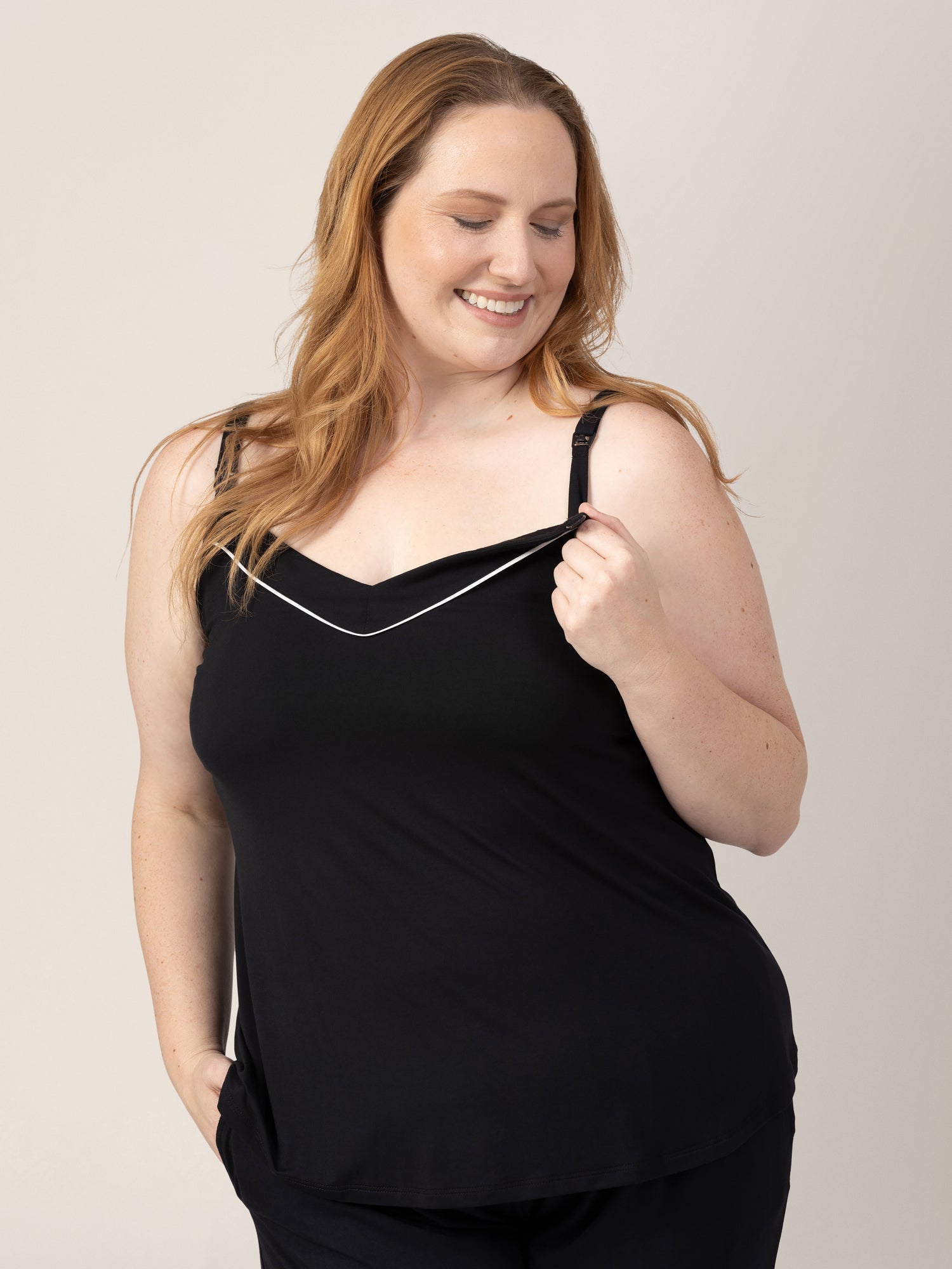 Clea Bamboo Nursing Tank & Capri Pajama Set | Black