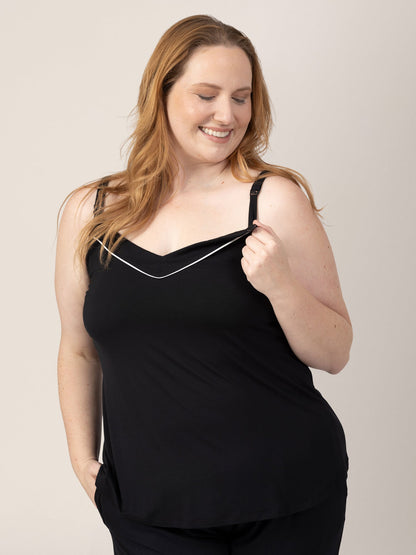 Clea Bamboo Nursing Tank & Capri Pajama Set | Black