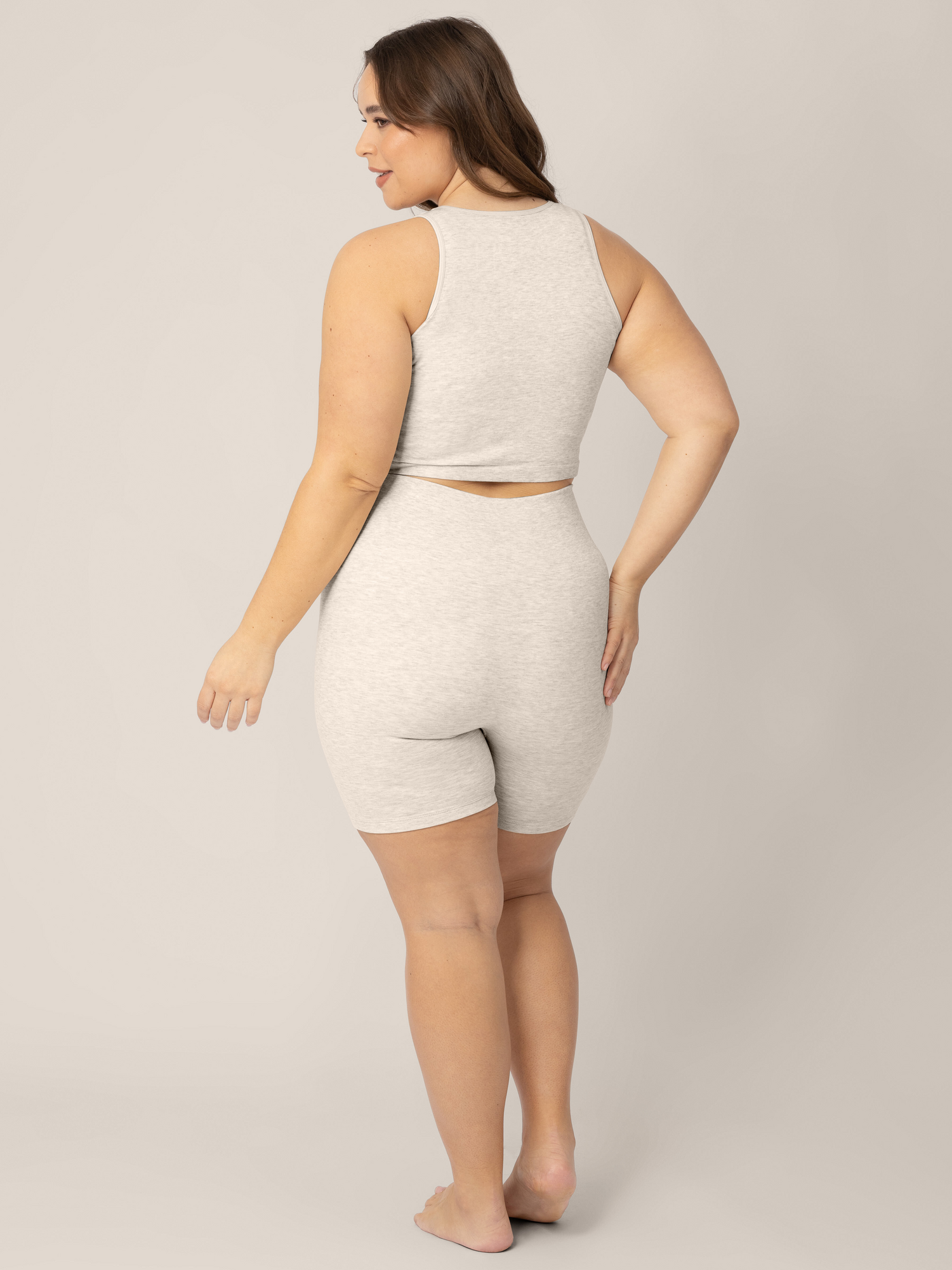 Sublime® Bamboo Maternity & Postpartum Bike Short | Oatmeal Heather