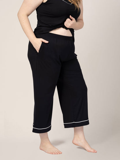 Clea Bamboo Nursing Tank & Capri Pajama Set | Black