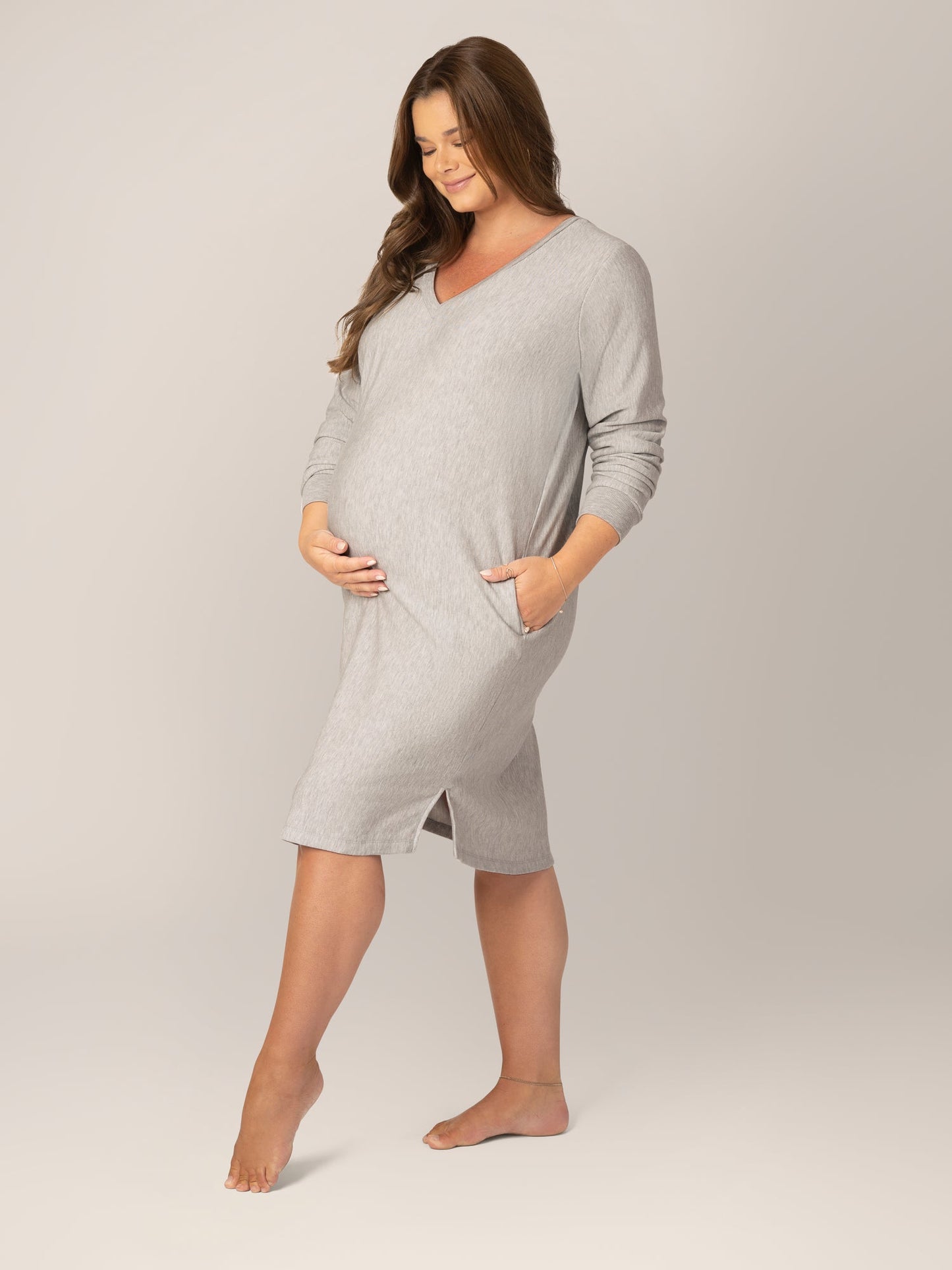 Blake Maternity & Nursing Lounge Dress | Grey Heather