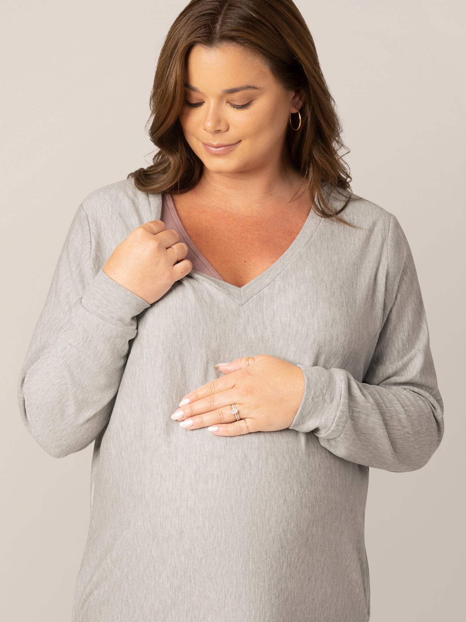 Blake Maternity & Nursing Lounge Dress | Grey Heather