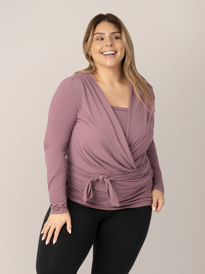 Organic Cotton Skin to Skin Long Sleeve Wrap Top | Twilight