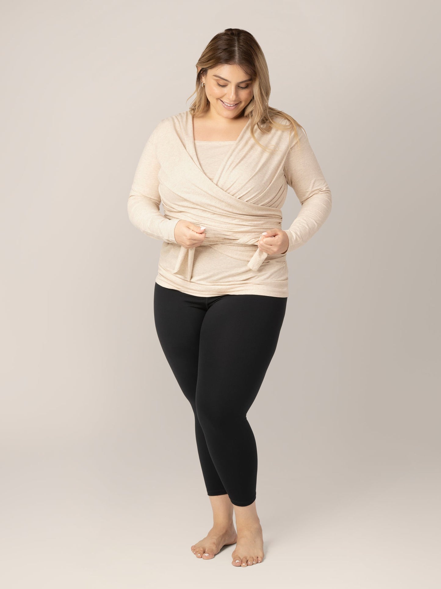 Organic Cotton Skin to Skin Long Sleeve Wrap Top | Oatmeal Heather
