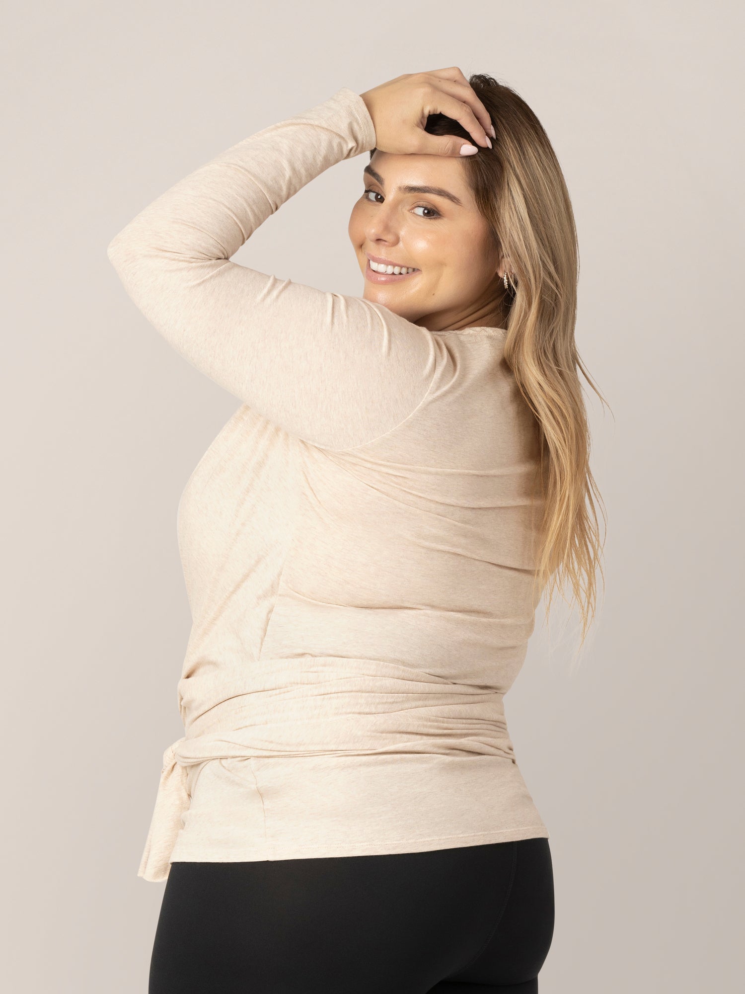 Organic Cotton Skin to Skin Long Sleeve Wrap Top | Oatmeal Heather