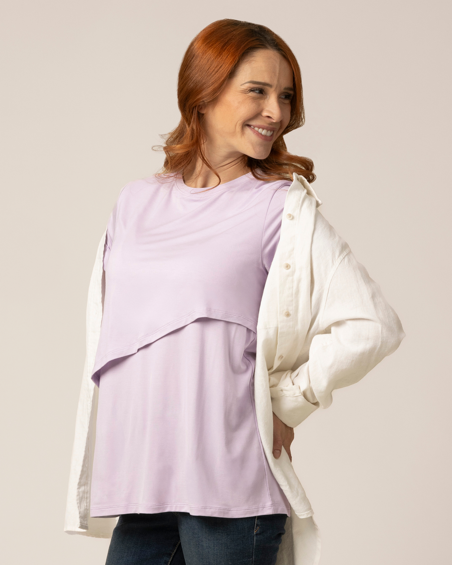 Asymmetrical Nursing T-shirt | Lavender Mist