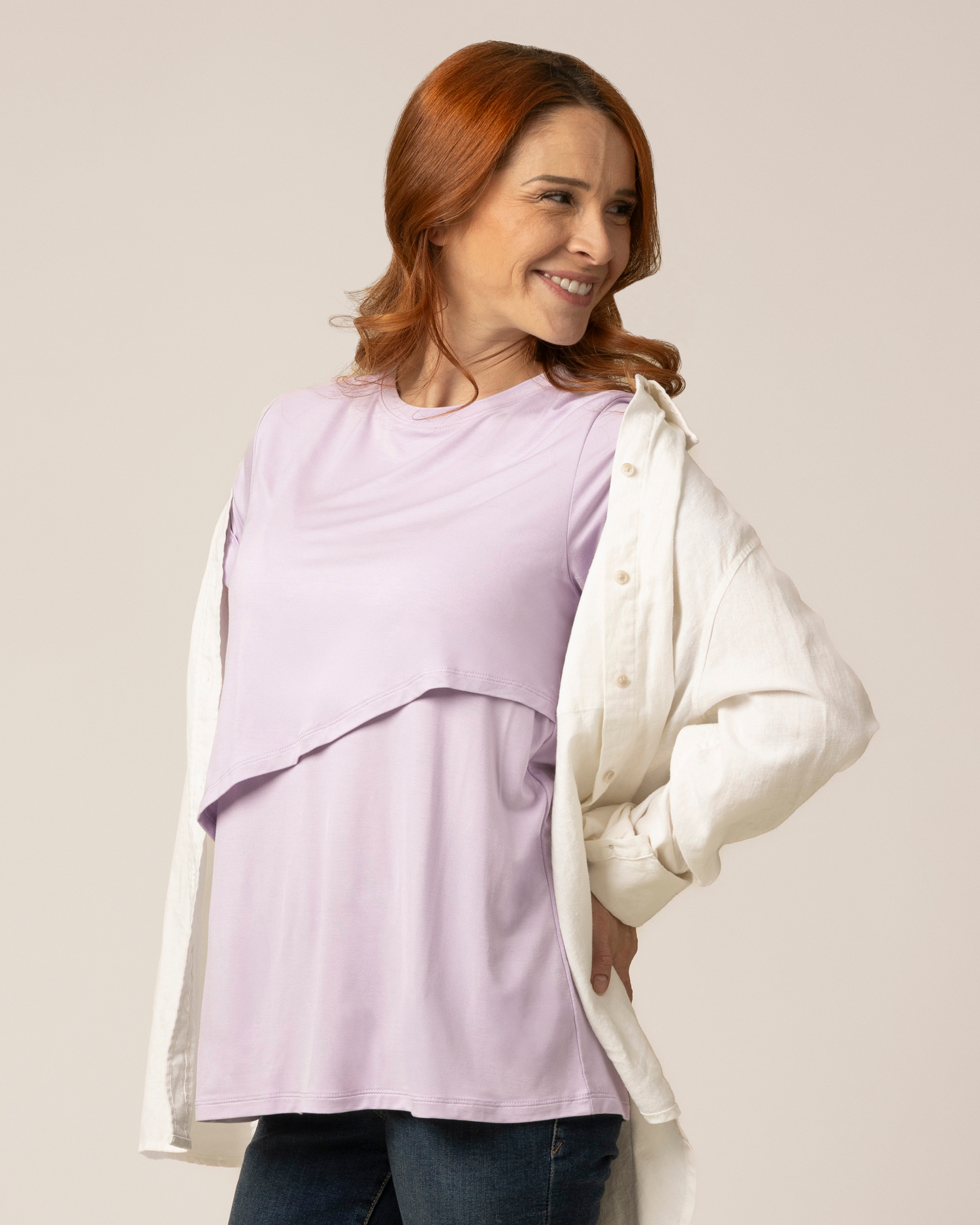 Asymmetrical Nursing T-shirt | Lavender Mist
