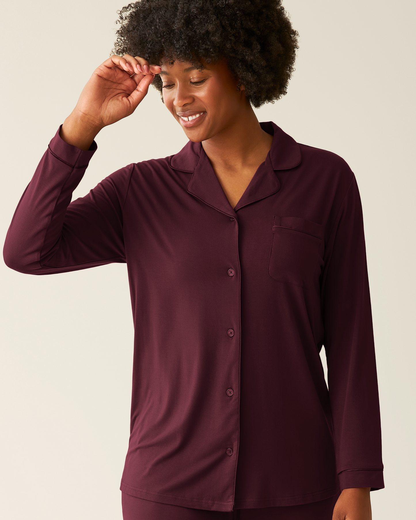 Clea Bamboo Long Sleeve Pajama Set | Deep Burgundy