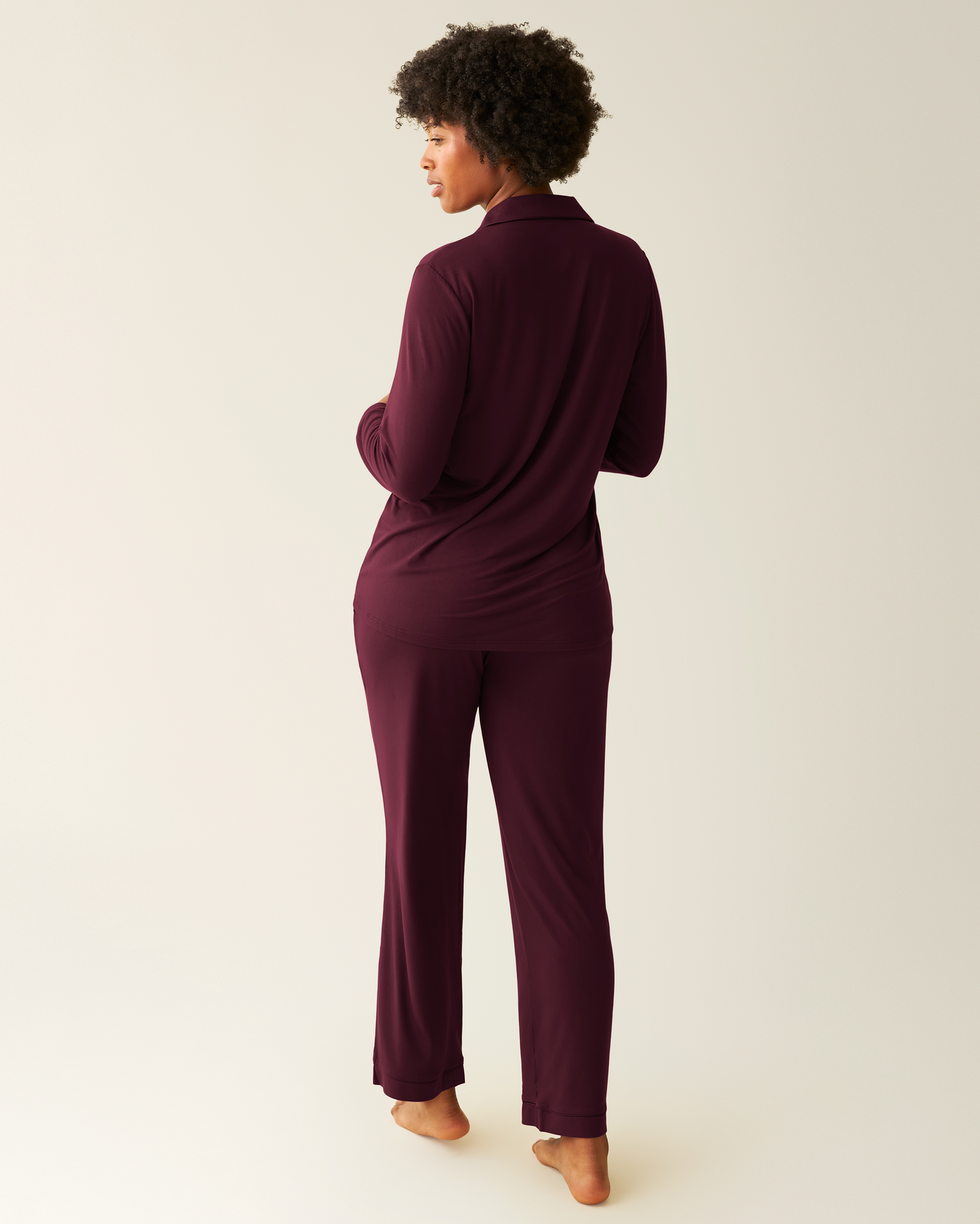 Clea Bamboo Long Sleeve Pajama Set | Deep Burgundy