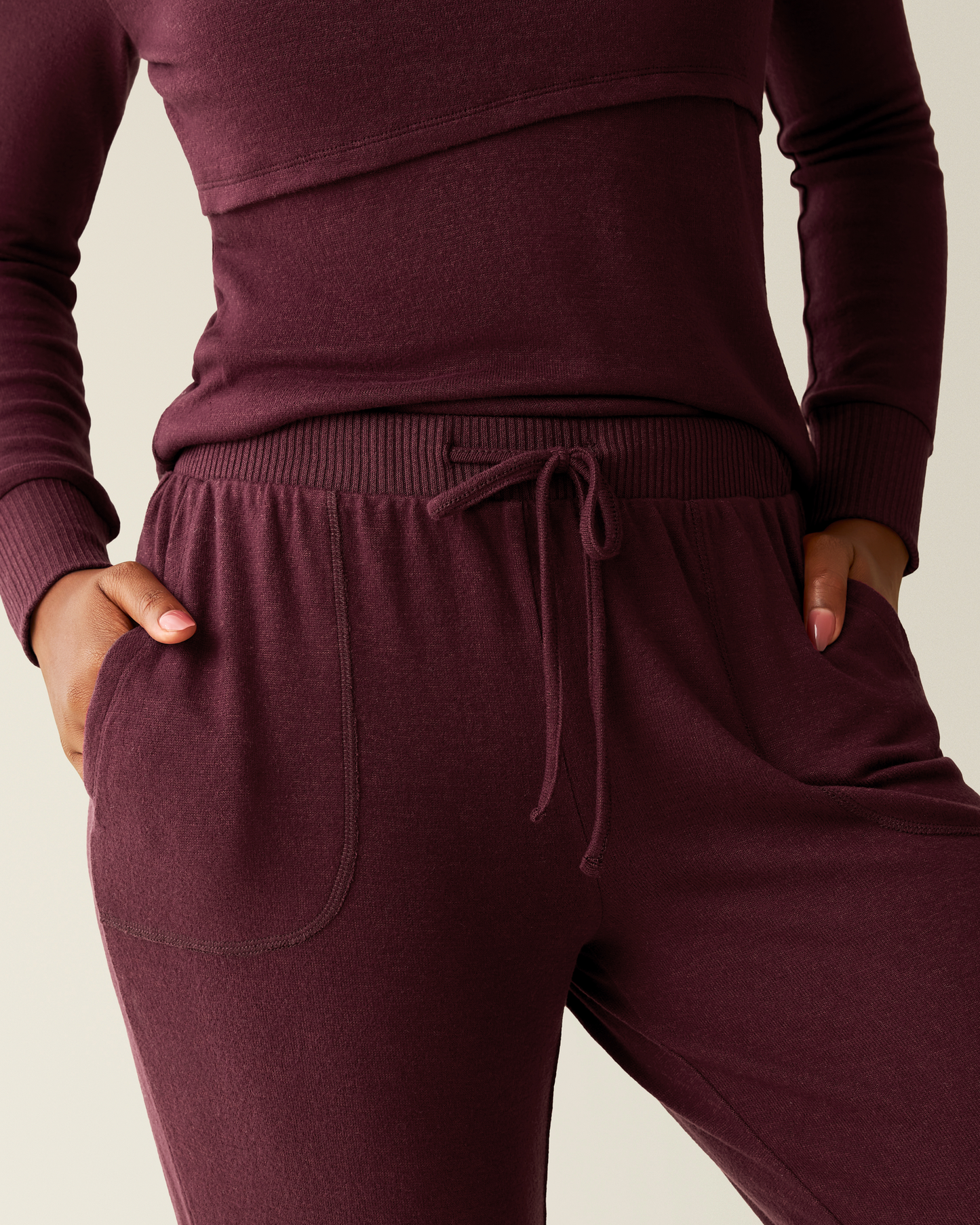 CozyKnit Nursing Pajama & Lounge Set | Deep Burgundy