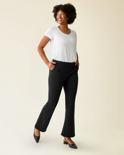 Postpartum Ponte Flare Pant | Black