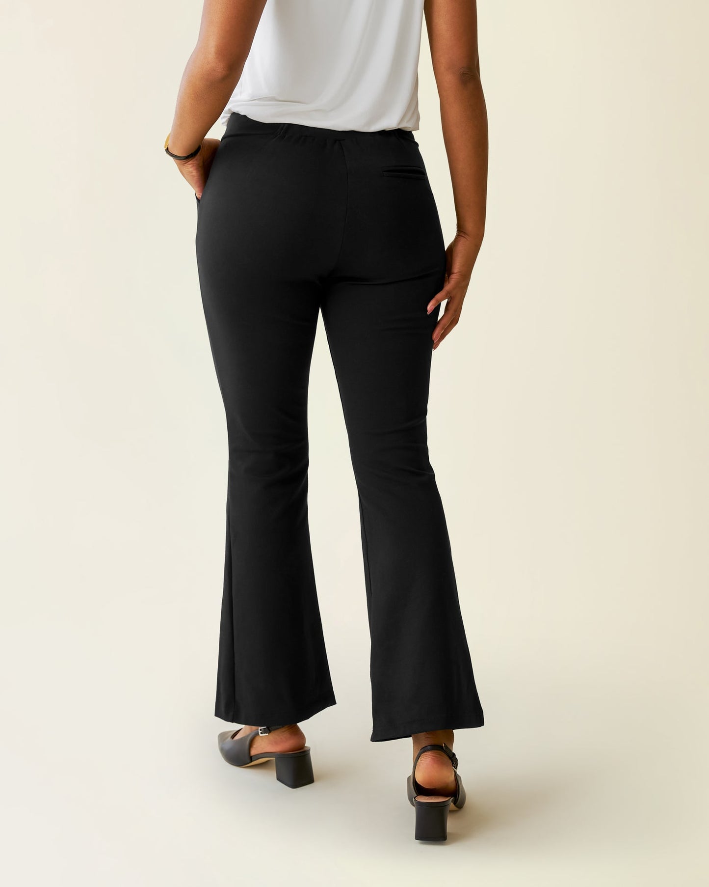 Postpartum Ponte Flare Pant | Black