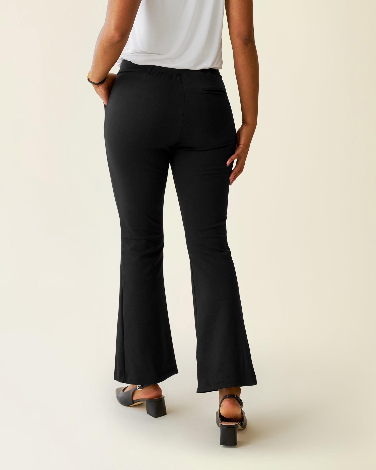 Postpartum Ponte Flare Pant | Black