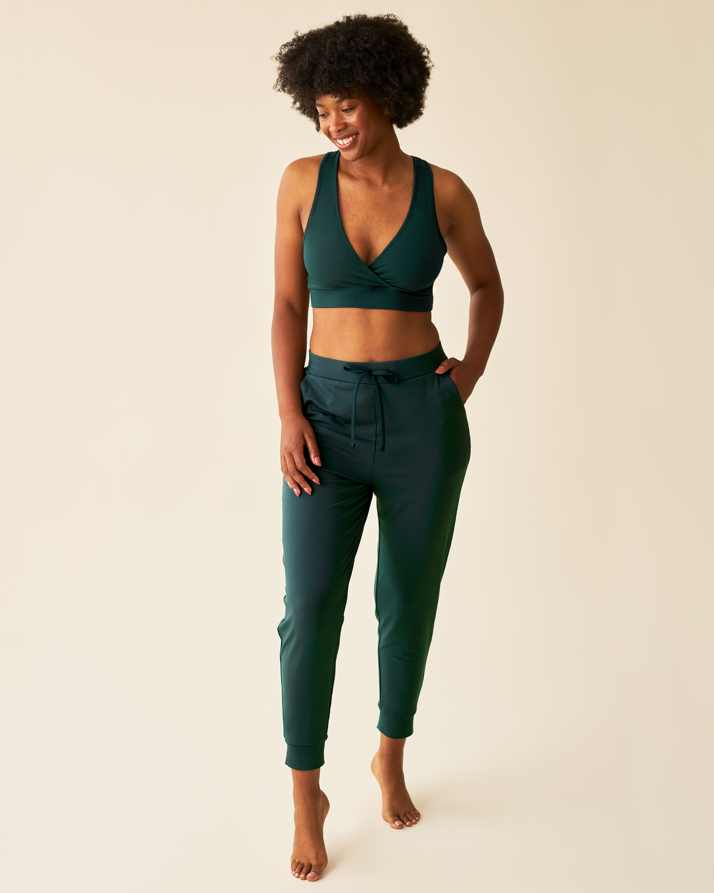 Brushed Bamboo Maternity & Postpartum Jogger | Evergreen