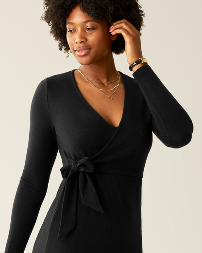 Kate Nursing Wrap Sweater Dress | Black