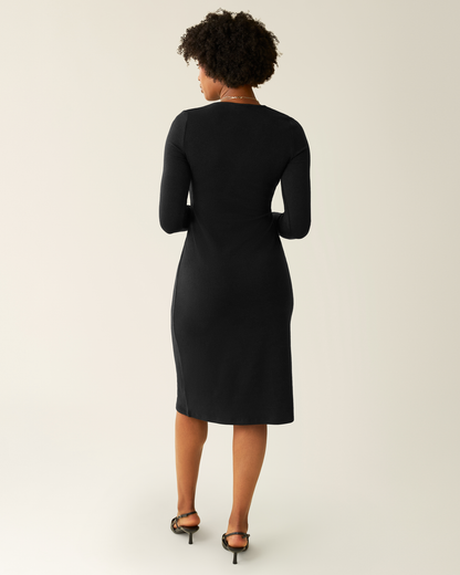 Kate Nursing Wrap Sweater Dress | Black