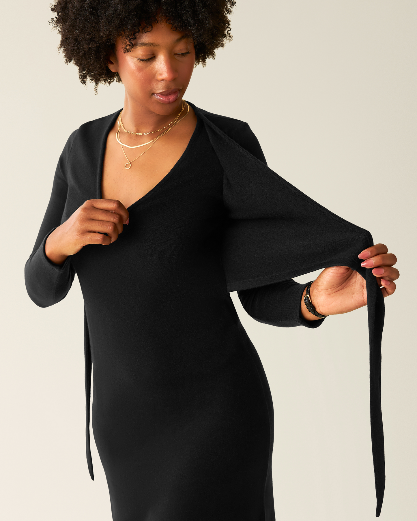 Kate Nursing Wrap Sweater Dress | Black