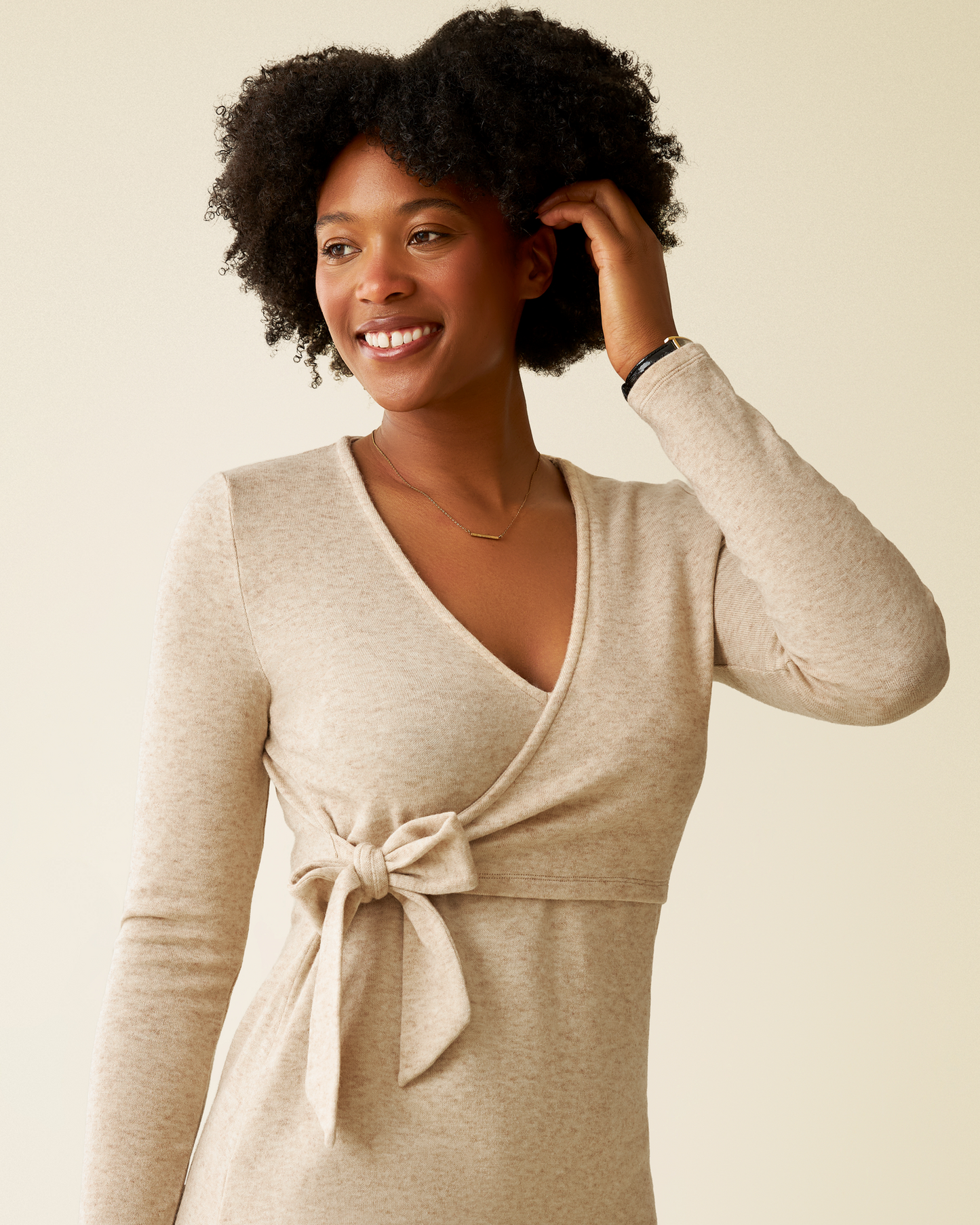 Kate Nursing Wrap Sweater Dress | Oat