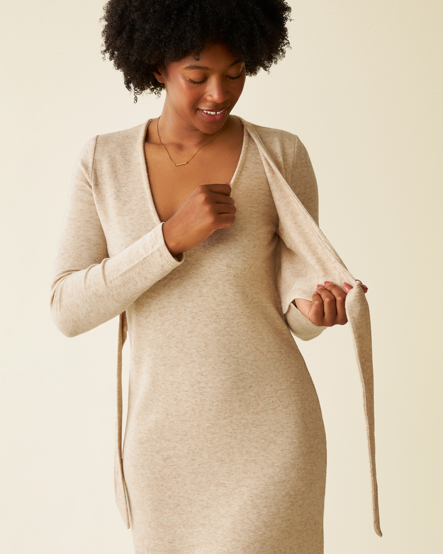 Kate Nursing Wrap Sweater Dress | Oat