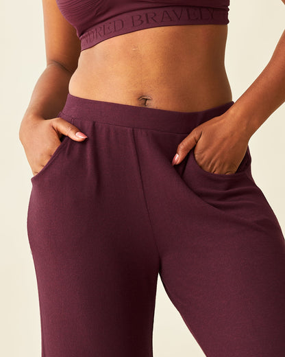 CozyKnit Wide Leg Lounge Pant | Deep Burgundy