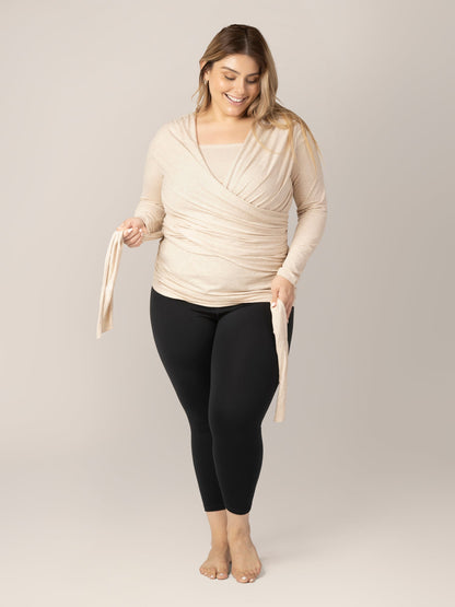 Organic Cotton Skin to Skin Long Sleeve Wrap Top | Oatmeal Heather
