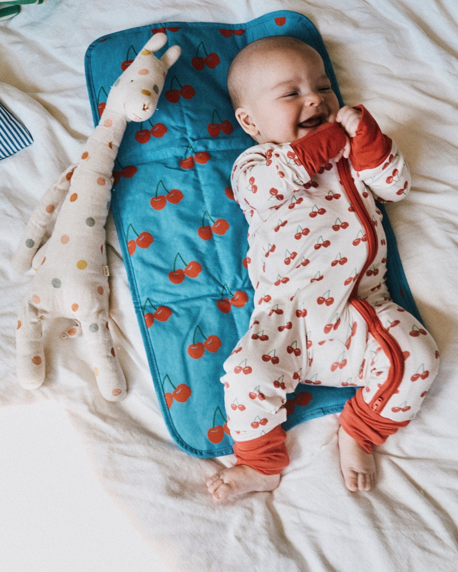 Bamboo Baby Pajama | Ivory Cherries