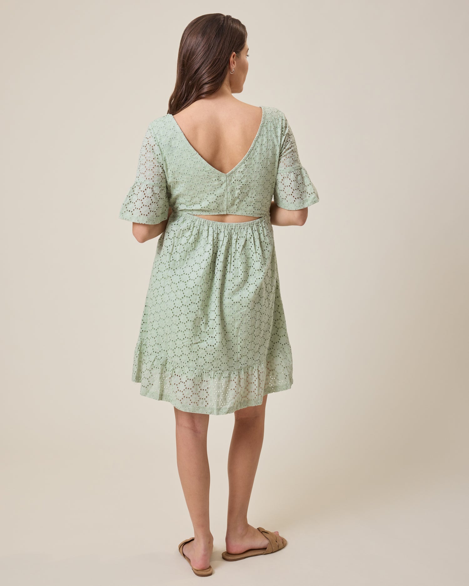 Dahlia Eyelet Maternity & Nursing Dress | Aqua Mist