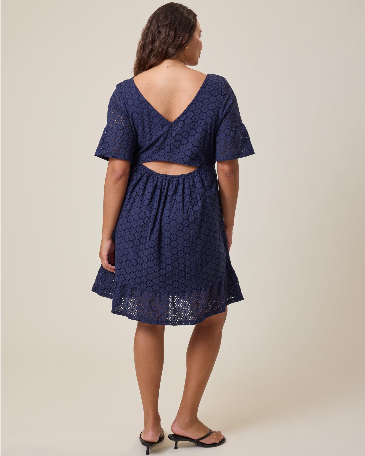 Dahlia Eyelet Maternity & Nursing Dress | Navy