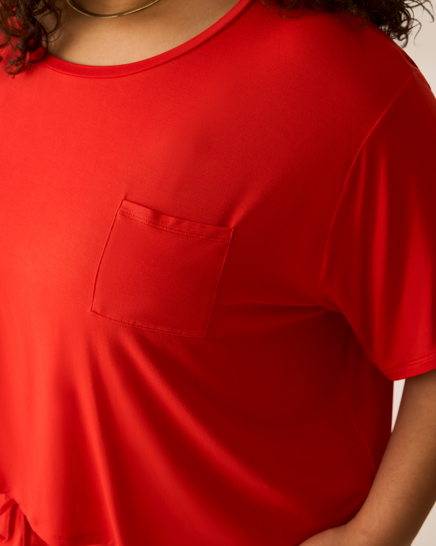 Aria Bamboo Casual Cropped Short Sleeve Top | Bright Red