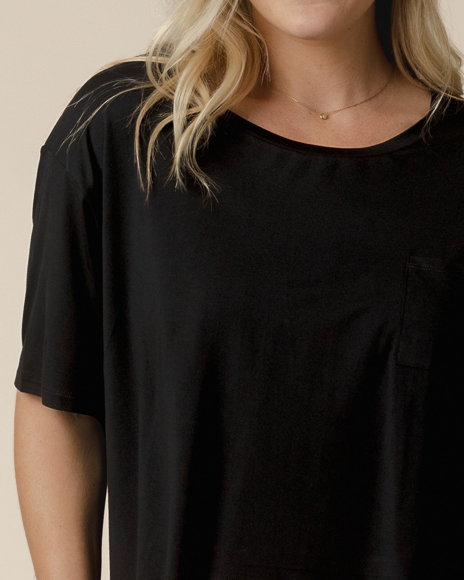 Aria Bamboo Casual Cropped Short Sleeve Top | Black