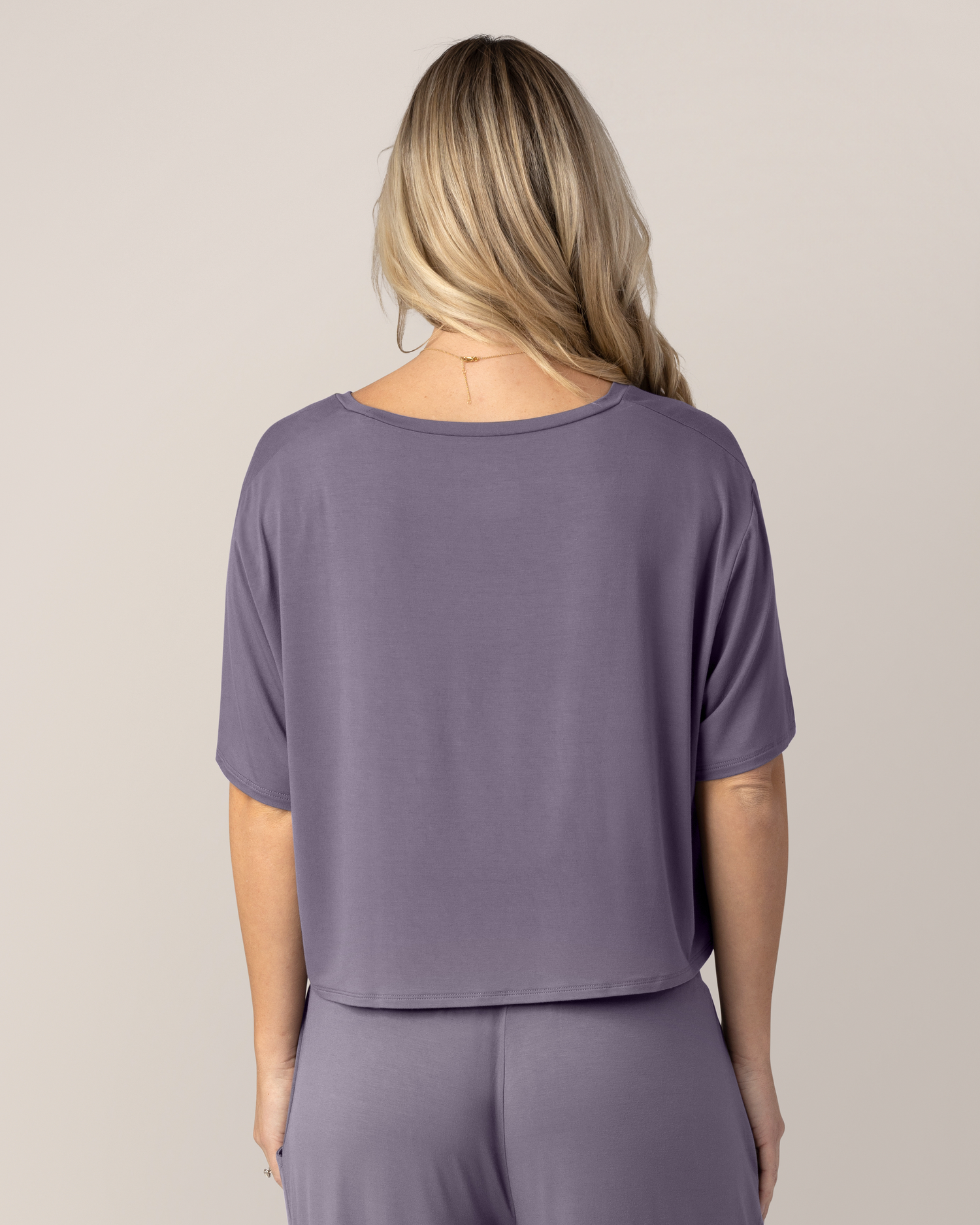 Aria Bamboo Casual Cropped Short Sleeve Top | Granite