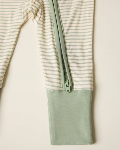 Bamboo Baby Pajama | Sage Candy Stripe