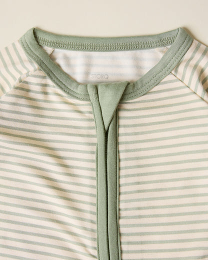 Bamboo Baby Pajama | Sage Candy Stripe